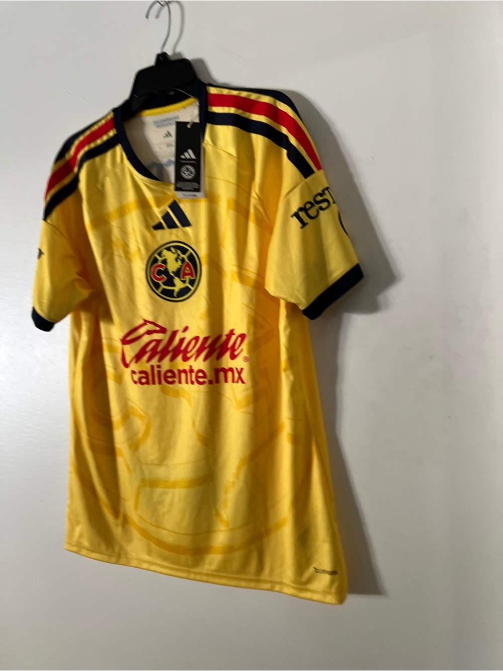 adidas Yellow Club América Soccer Jersey with Red & Navy Accents